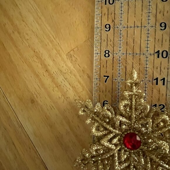 Gold w/ Red Gem 7.4" Star Shaped Tree Topper - Picture 6 of 6